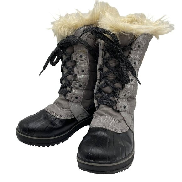 Sorel Tofino II Gray/Black Snow Boots Winter Big Girl's Size 4 - Picture 1 of 10